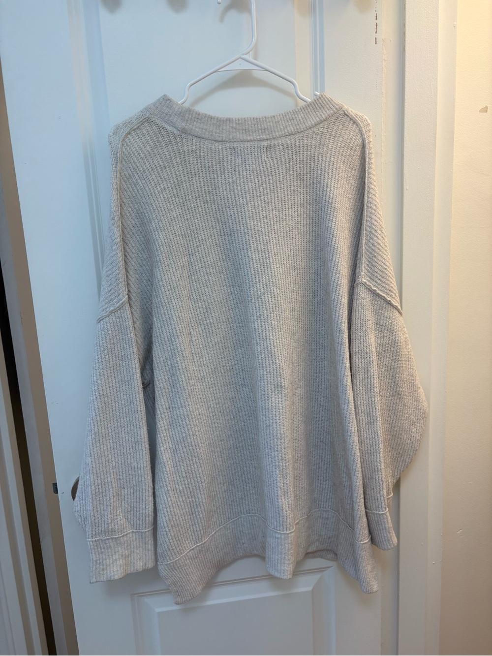 aerie Oversized Ribbed Crewneck Sweater - Cream - Picture 3 of 3